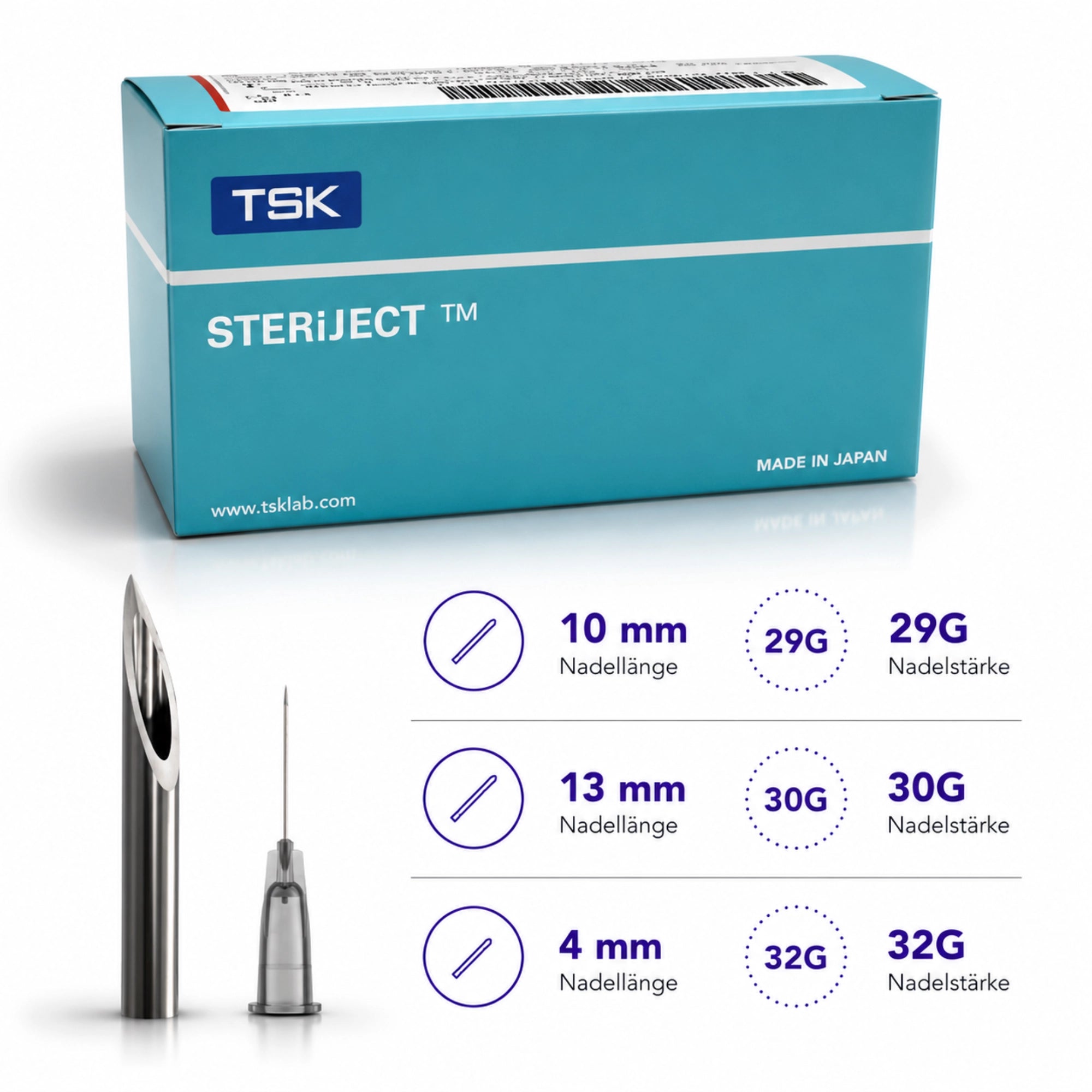 TSK Steriject Nadel PRE Regular Hub | verschiedene Größen | Box mit 100 Stk. - Jolifill.de
