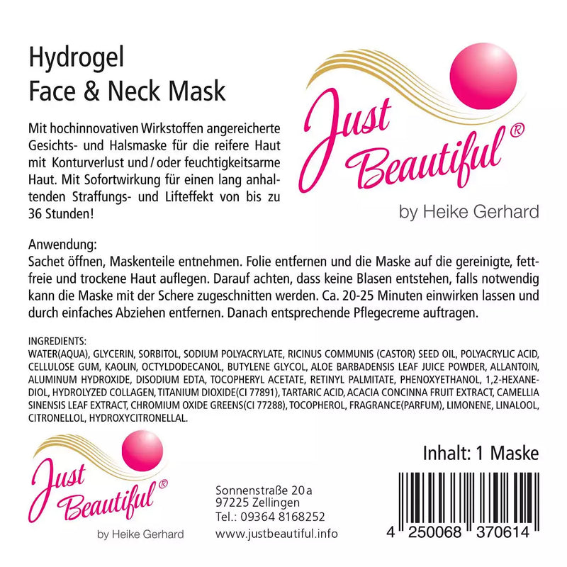 Just Beautiful® Hydrogel Gesicht & Halsmaske - Jolifill.de