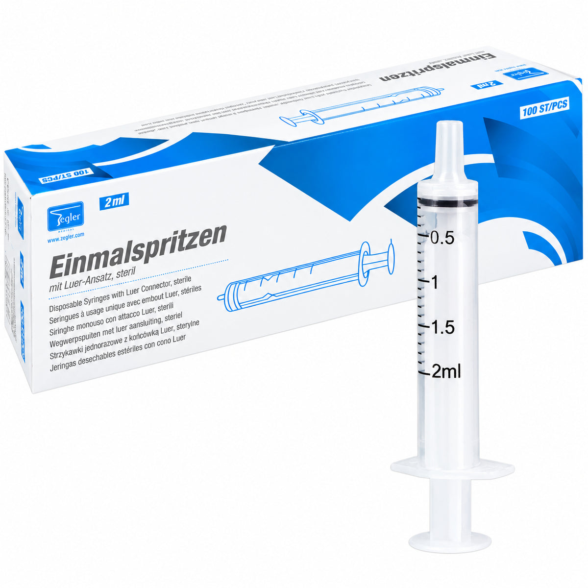 Teqler Einmalspritze mit Luer-Ansatz | Verschiedene Größen | 100 Stück