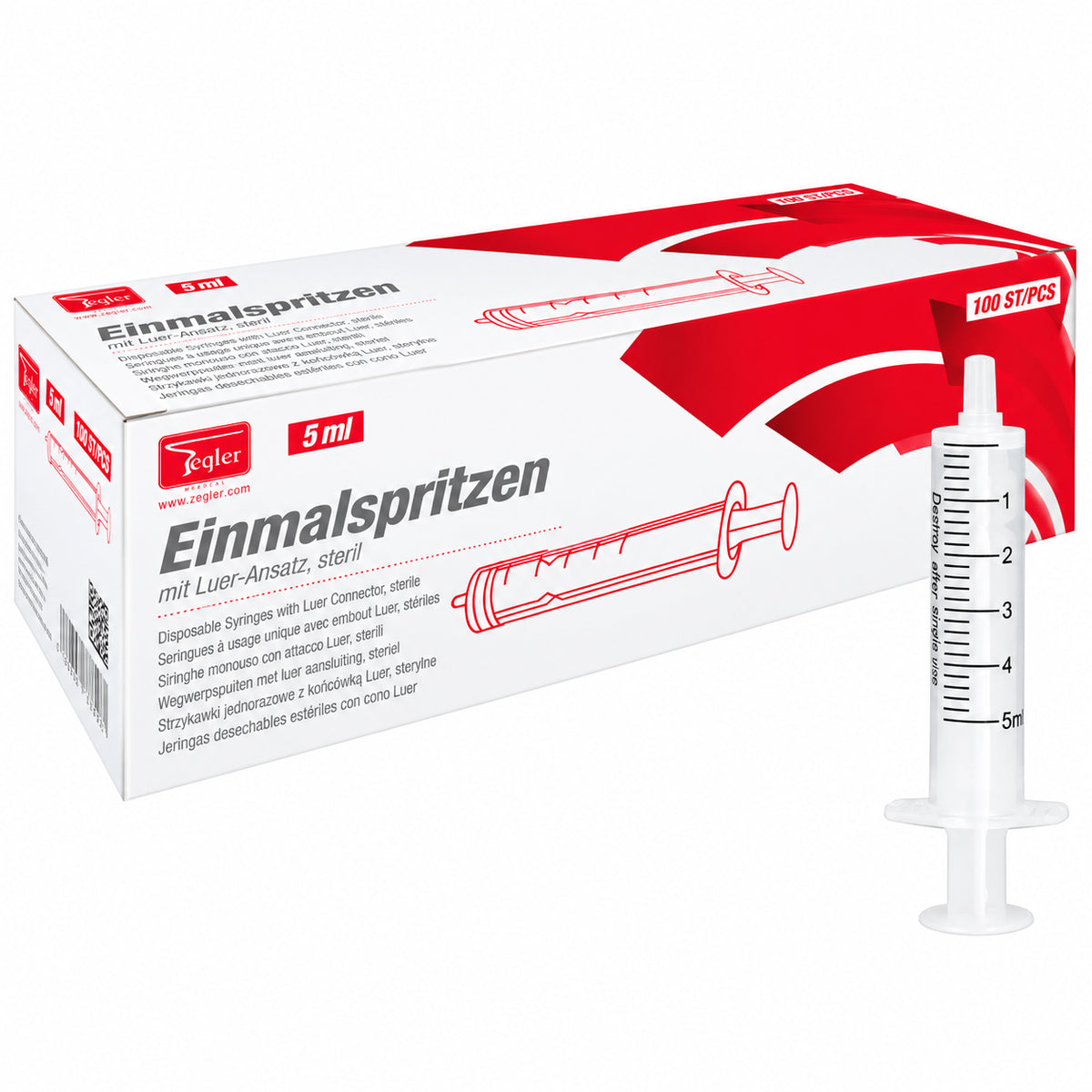 Teqler Einmalspritze mit Luer-Ansatz | Verschiedene Größen | 100 Stück